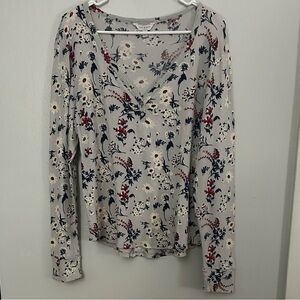 Lucky Brand Floral Long Sleeve Knit Long Sleeve Top Size XL